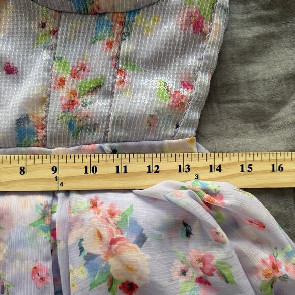 Bhanuni by Jyoti Floral Chiffon Dress Sequined Ruffled Purple SP - Picture 9 of 11